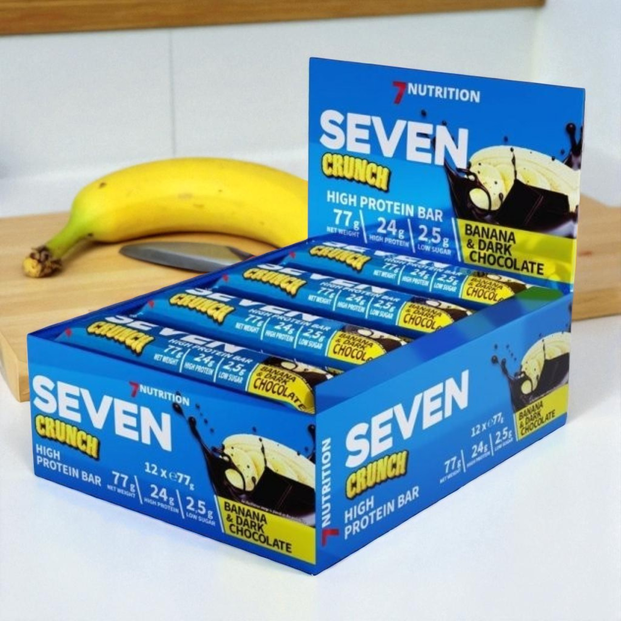 7 NUTRITION - Tyčinka Seven Crunch HP - 12x 77g - Banán a hořká čokoláda
