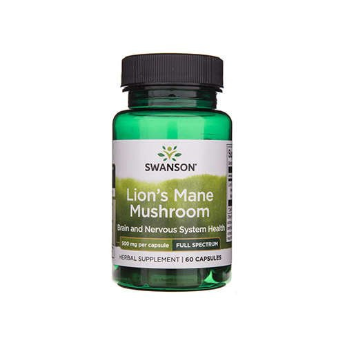 SWANSON Lion's Mane Mushroom 500mg - 60caps. - Korálovec ježatý