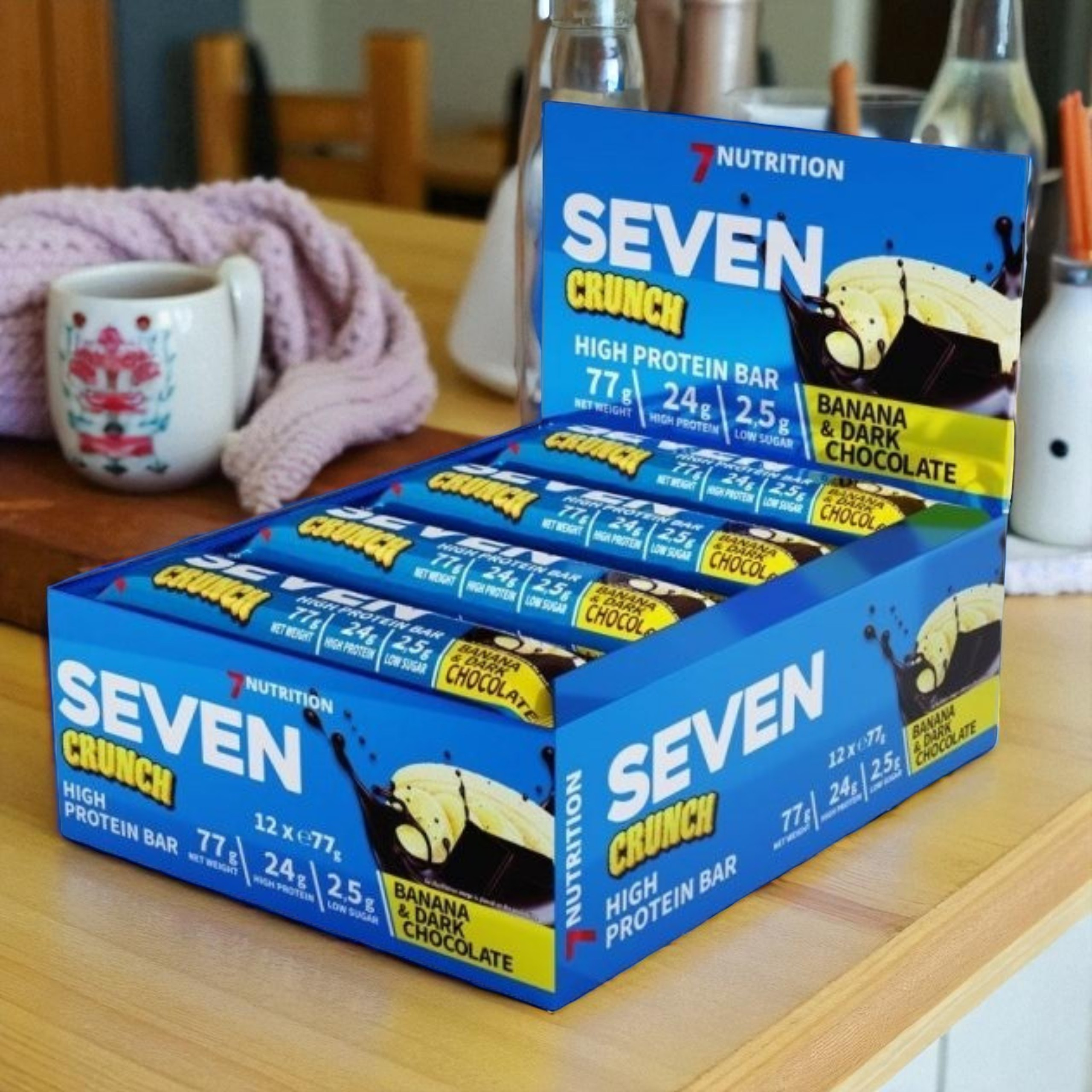 7 NUTRITION - Tyčinka Seven Crunch HP - 12x 77g - Banán a hořká čokoláda