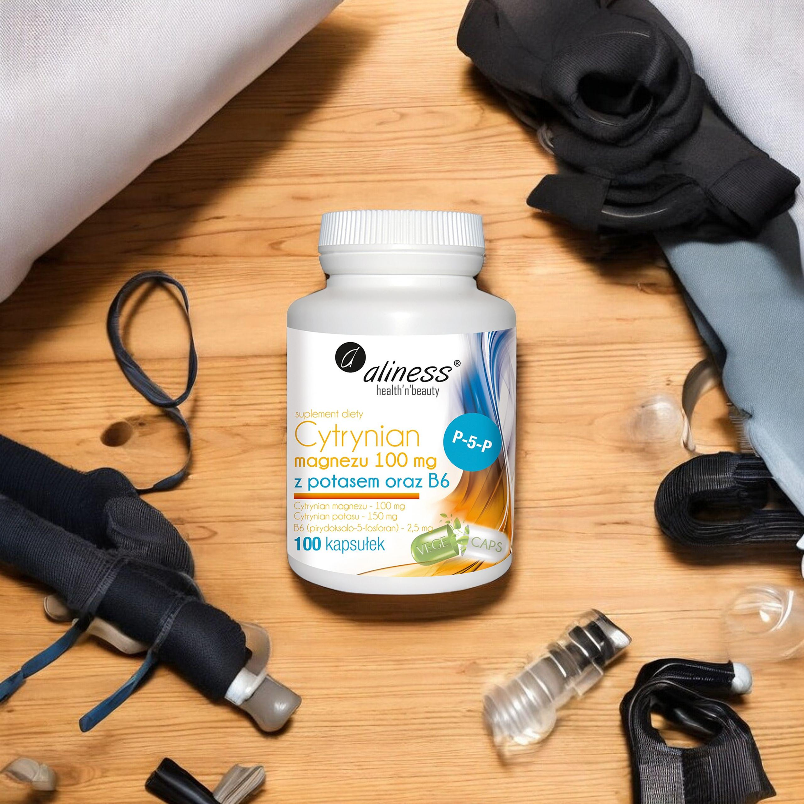 ALINESS Cytrynian Magnezu 100mg z Potasem i B6 - 100 caps