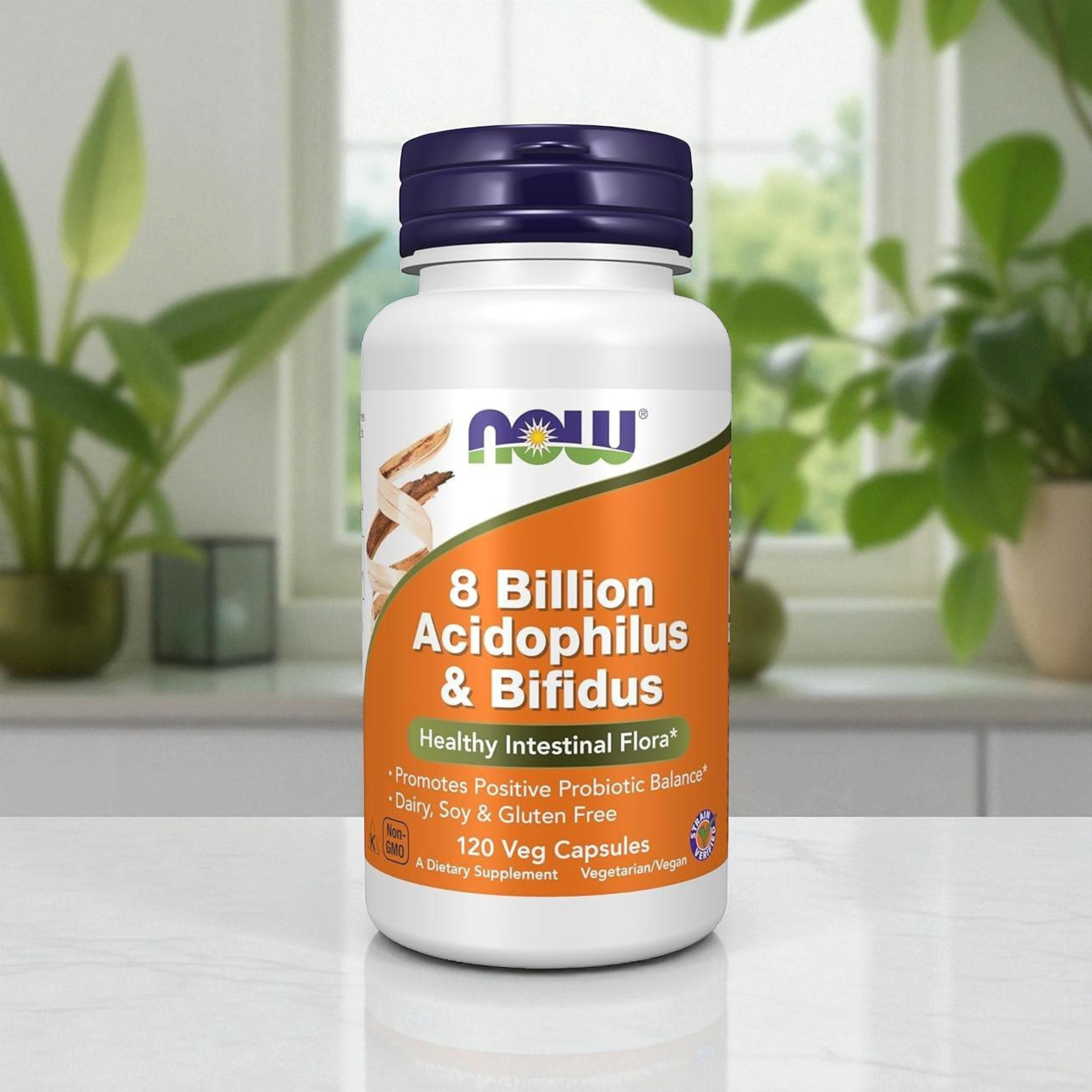 NOW - 8 Miliard Acidophilus & Bifidus - 120 rostlinných kapslí.