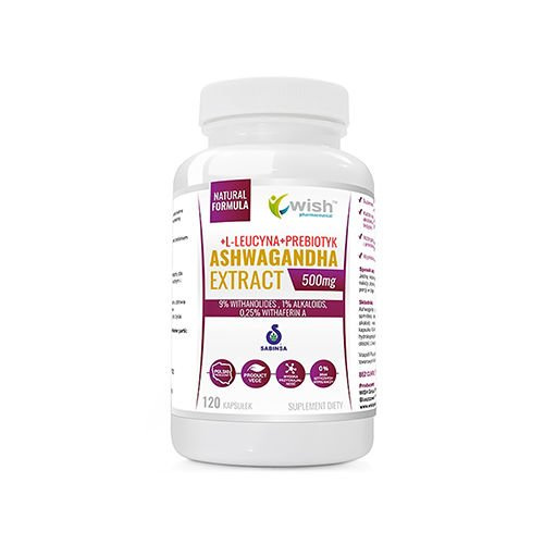 WISH Pharmaceutical Ashwagandha Ekstrakt 500mg (9% Witanolidów) Žen Šen Indický - 120caps