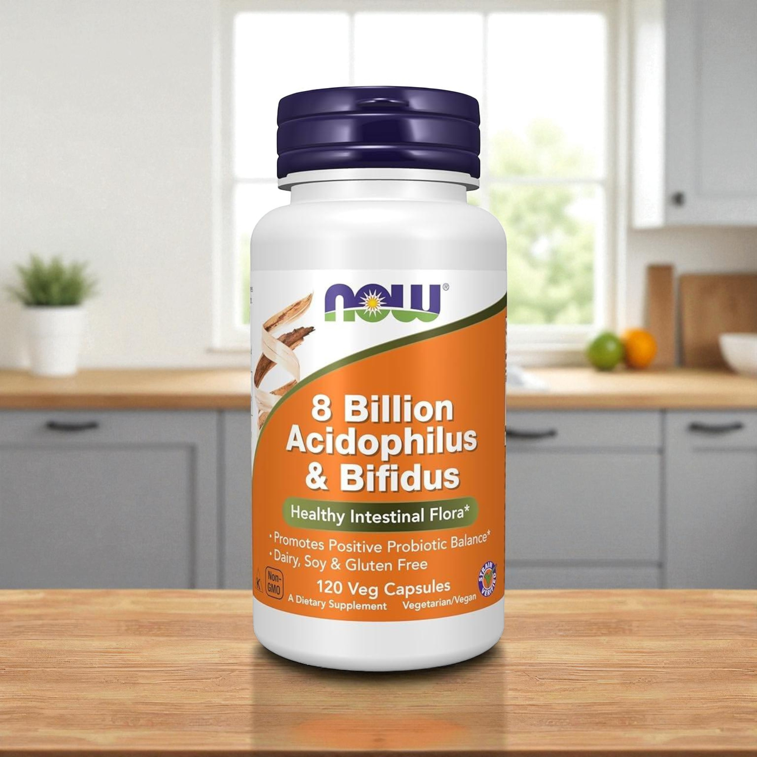 NOW - 8 Miliard Acidophilus & Bifidus - 120 rostlinných kapslí.