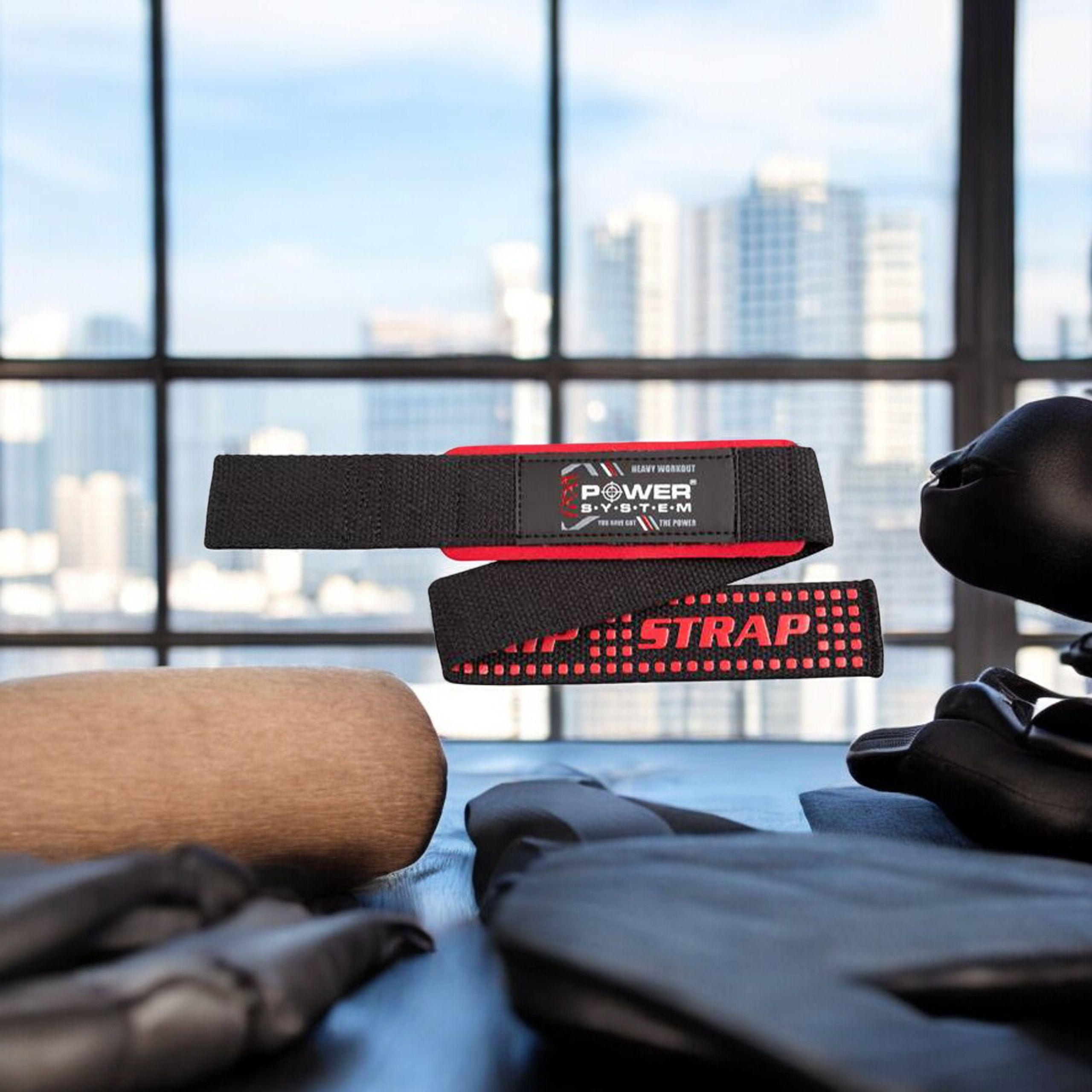 POWER SYSTEM XTR Grip Straps Black/Red - Tréninkové Pásky