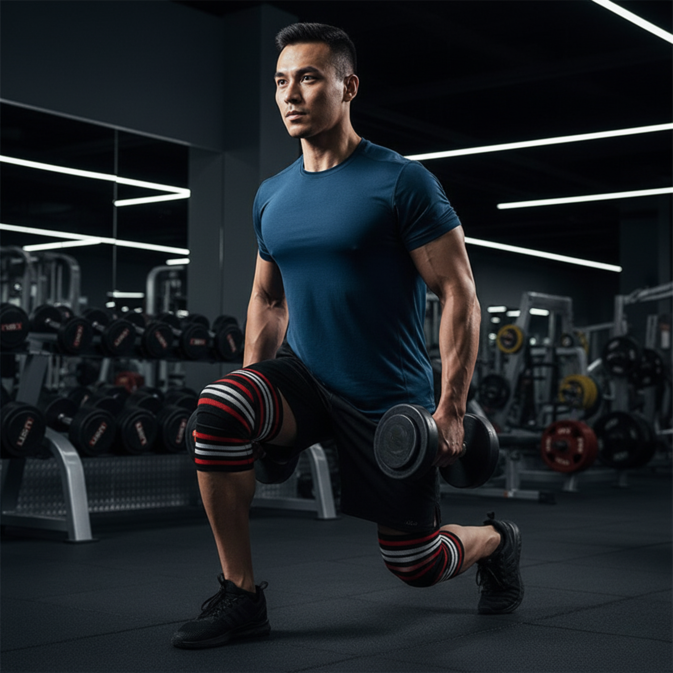 MEX SPORT - Knee Wraps - Černá/Červená/Bílá