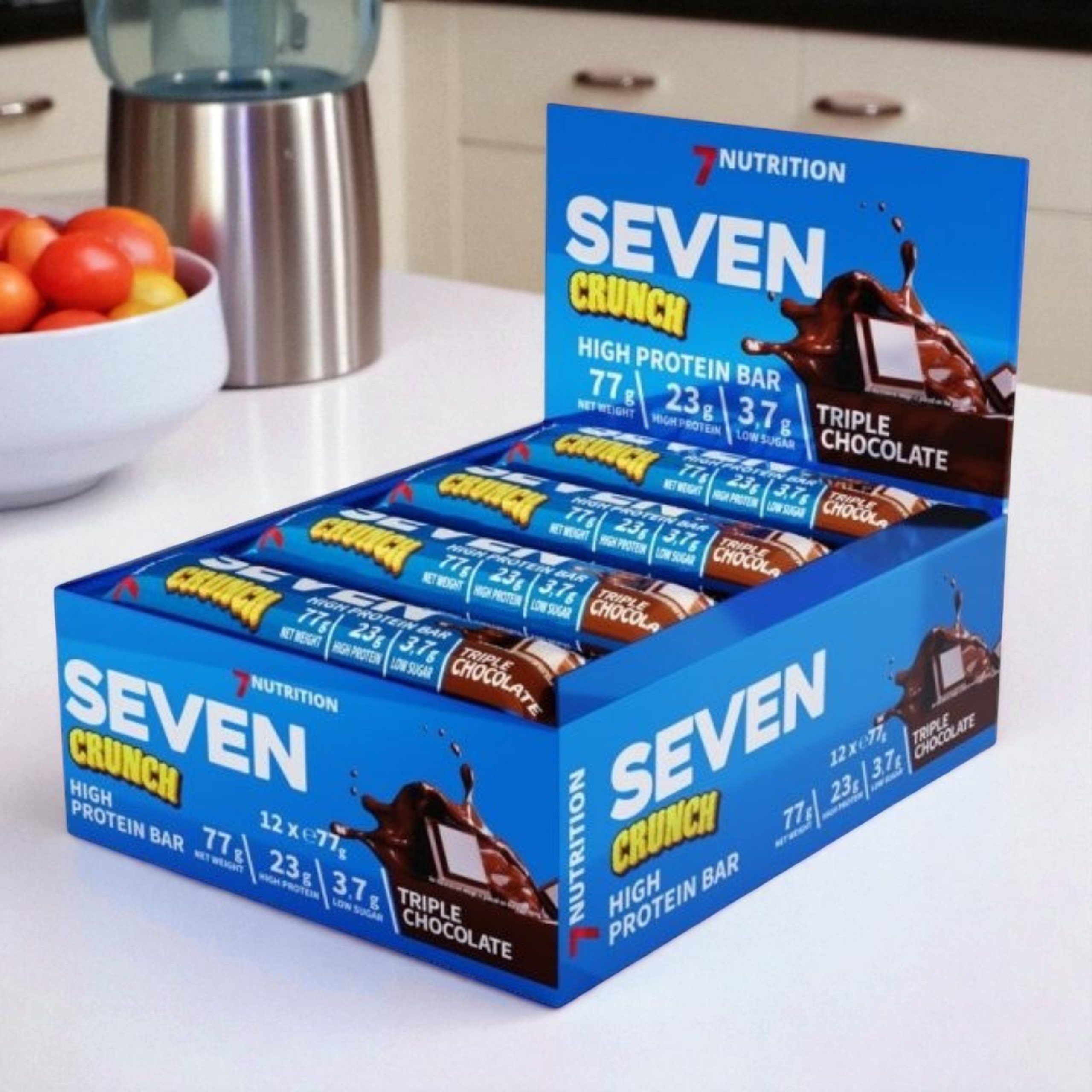 7 NUTRITION - Tyčinka Seven Crunch HP - 12x 77g - Trojitá čokoláda