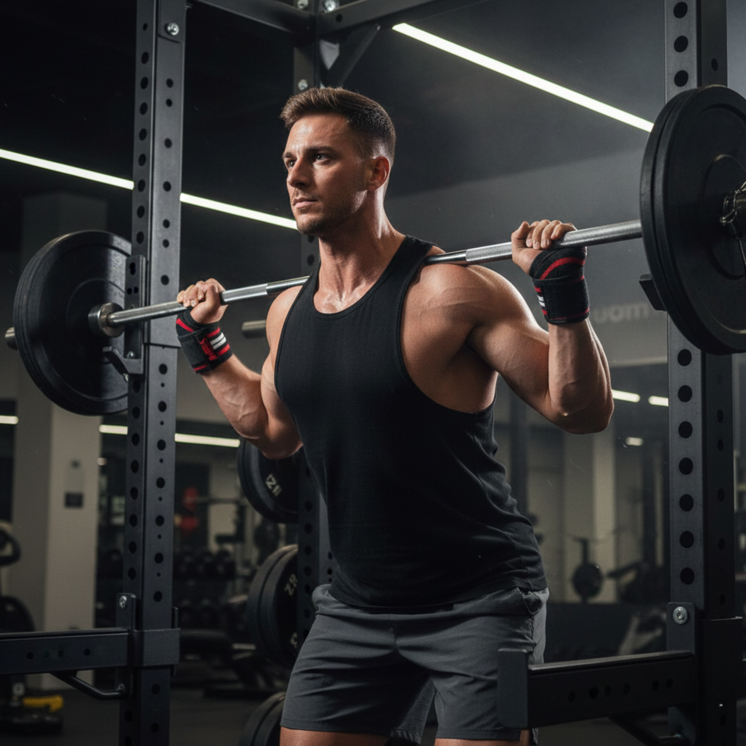 MEX NUTRITION - Zápěstní Bandáže - Černá/Červená/Bílá - 46 cm