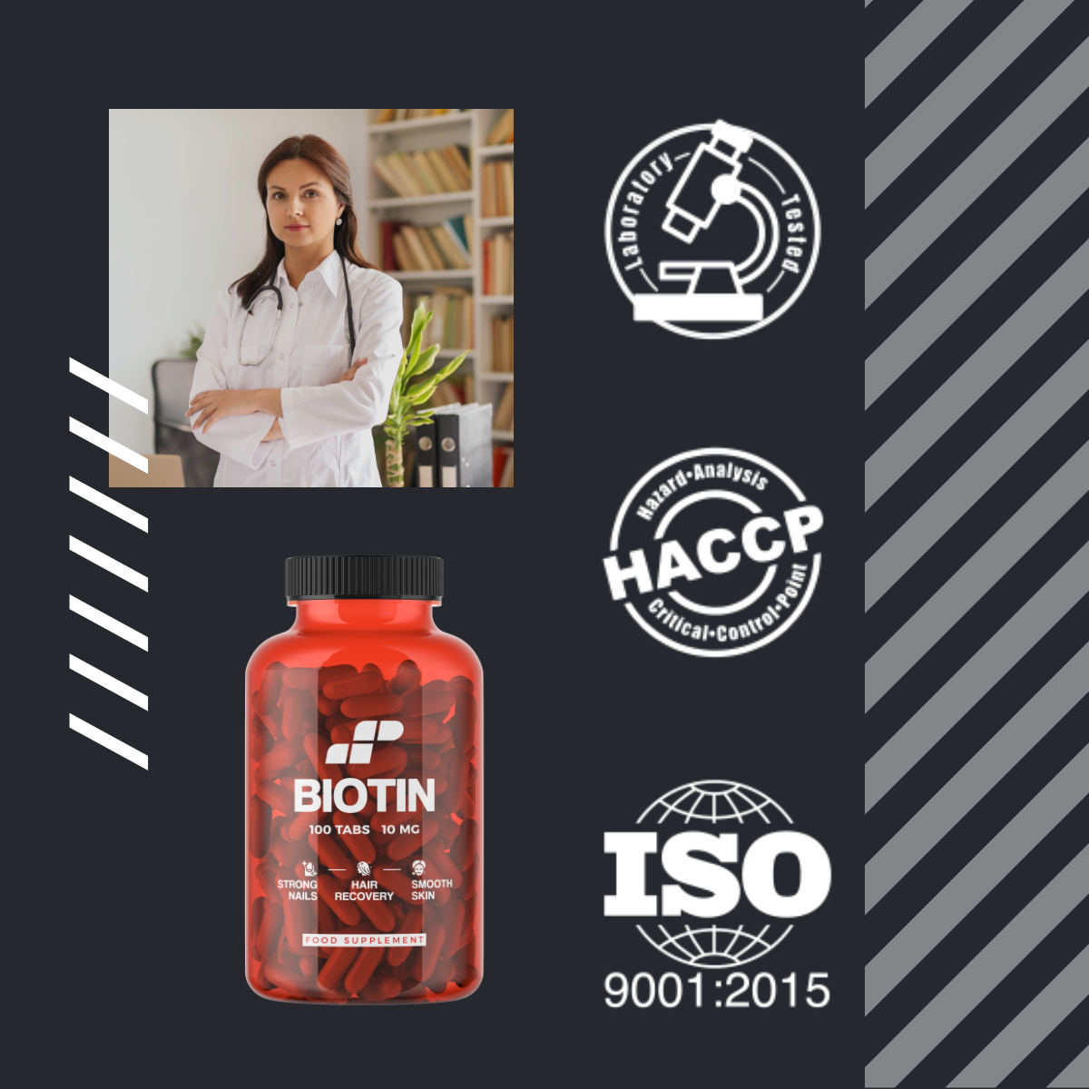 MP NUTRITION Biotin 10mg - 100tabs - Biotyna