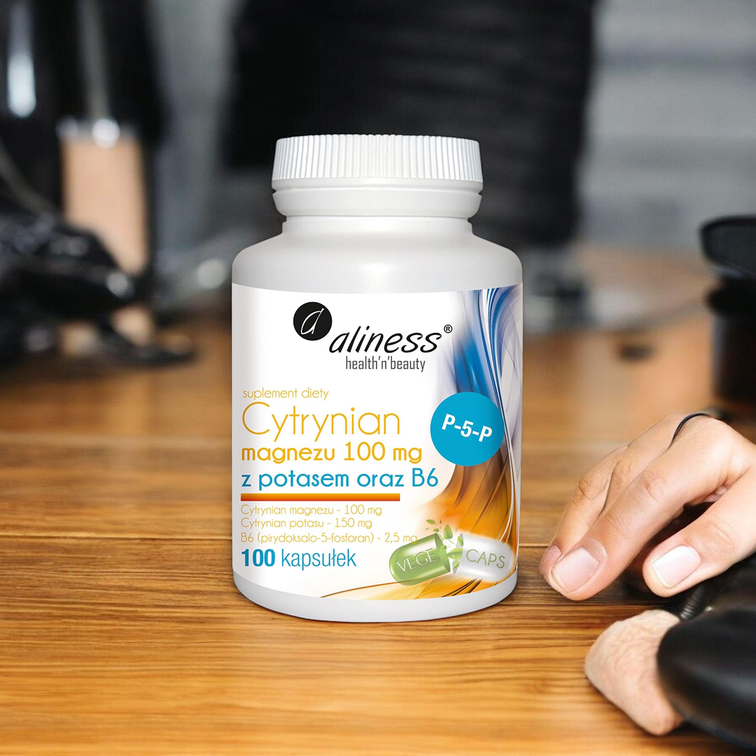ALINESS Cytrynian Magnezu 100mg z Potasem i B6 - 100 caps