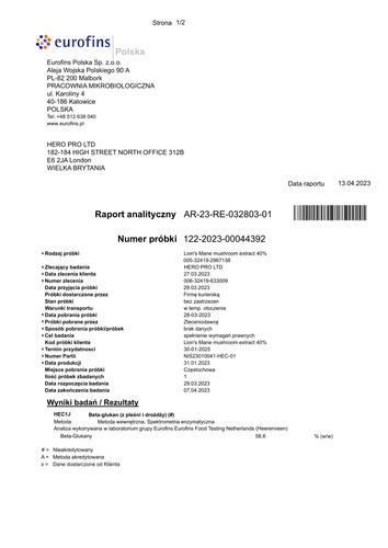 HIRO.LAB Lion's Mane Extract 25:1 500mg - 30g