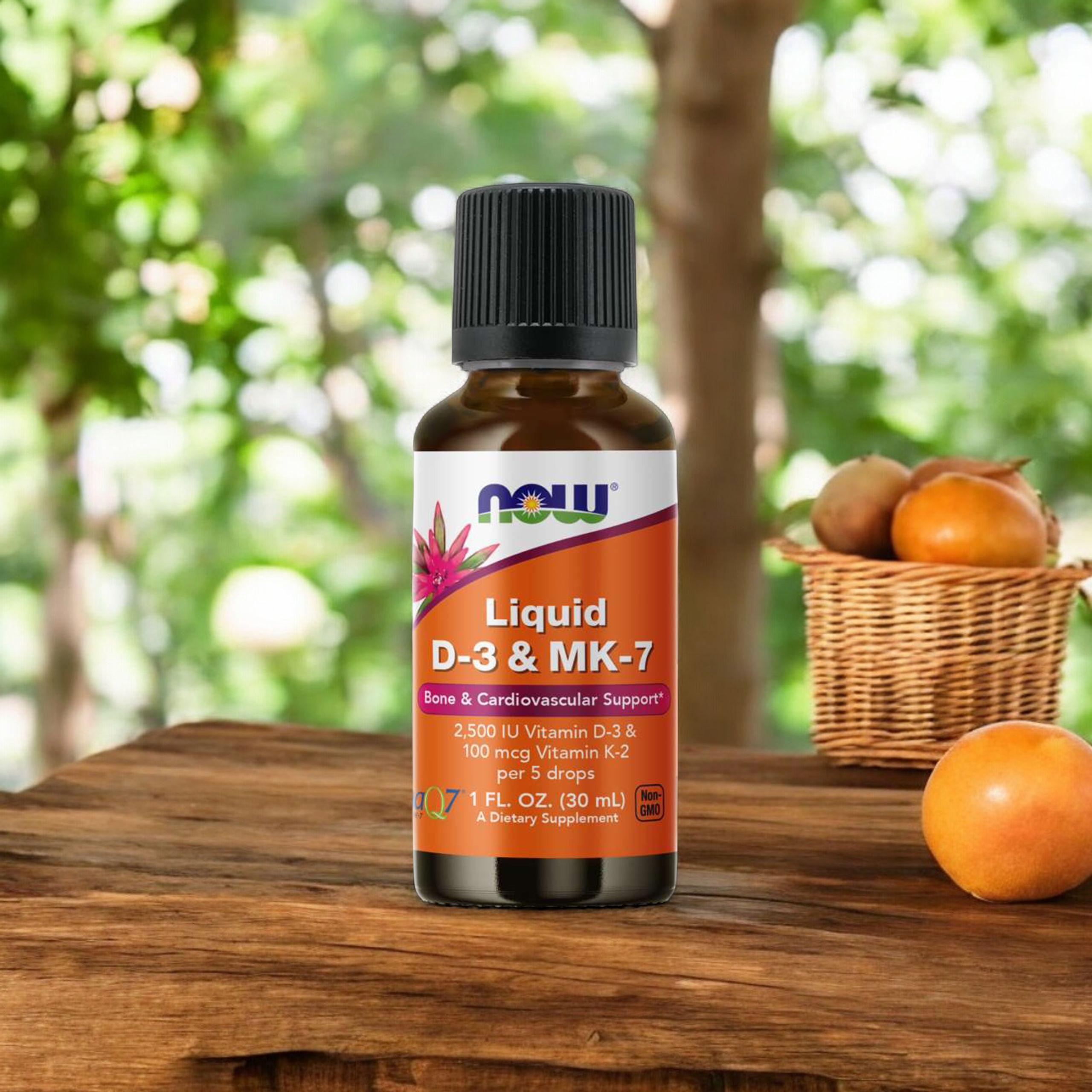 NOW Liquid D-3 & MK-7 - 30ml - Vitamín D3 & MK7 v kapkách
