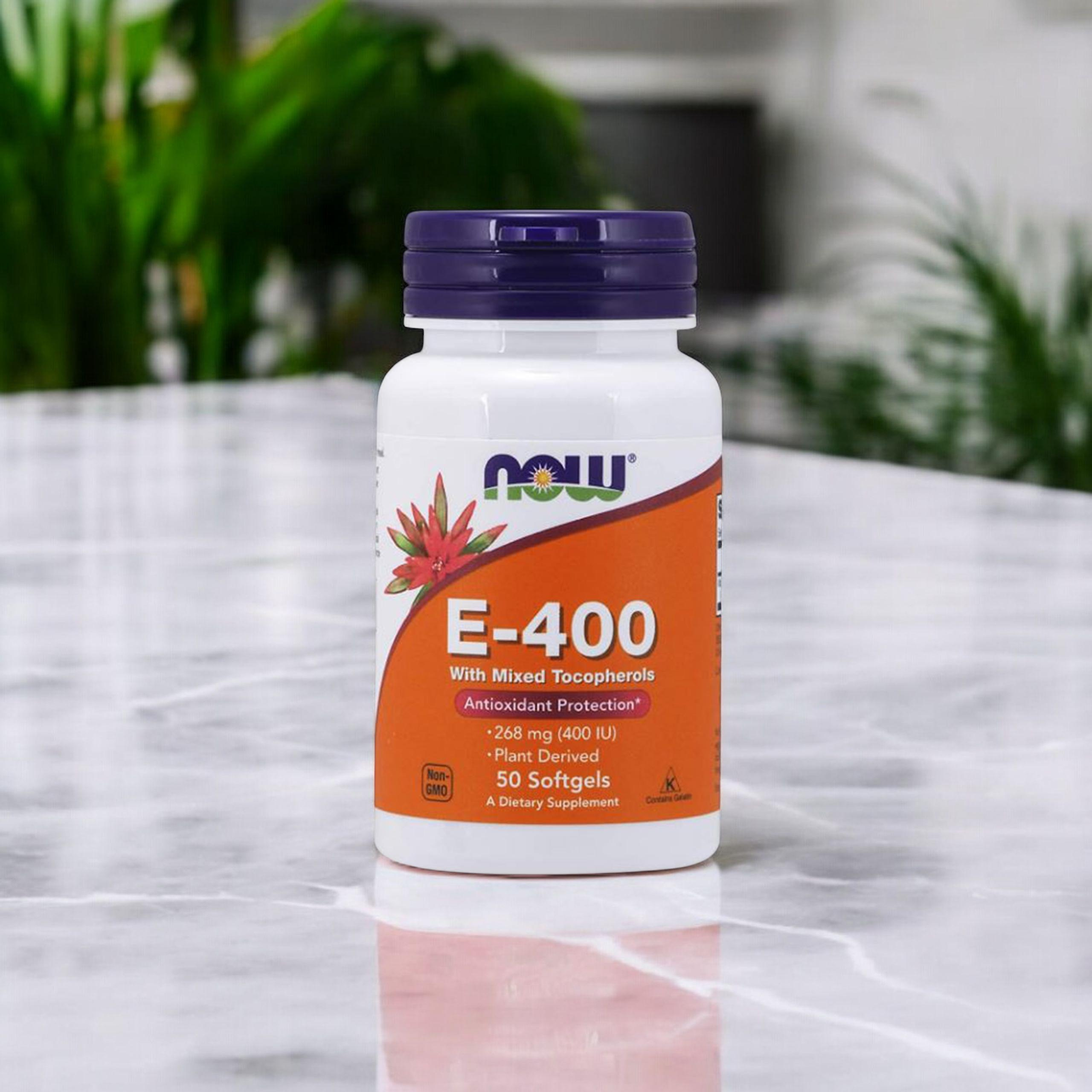 NOW Vitamin E-400 With Mixed Tocopherols - 50softgels - Vitamin E s Míchanými Tokoferoly