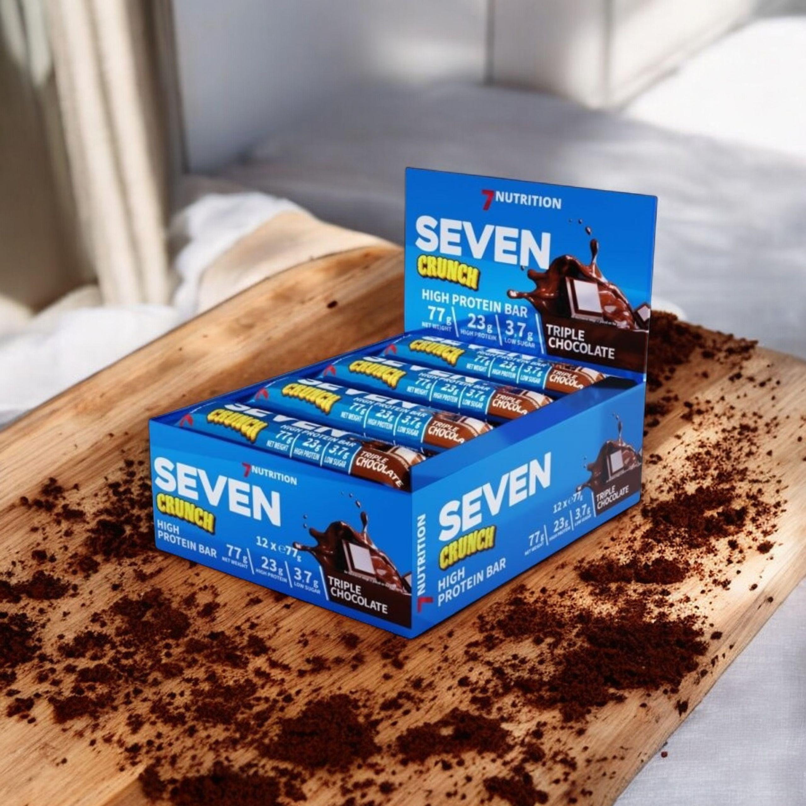 7 NUTRITION - Tyčinka Seven Crunch HP - 12x 77g - Trojitá čokoláda