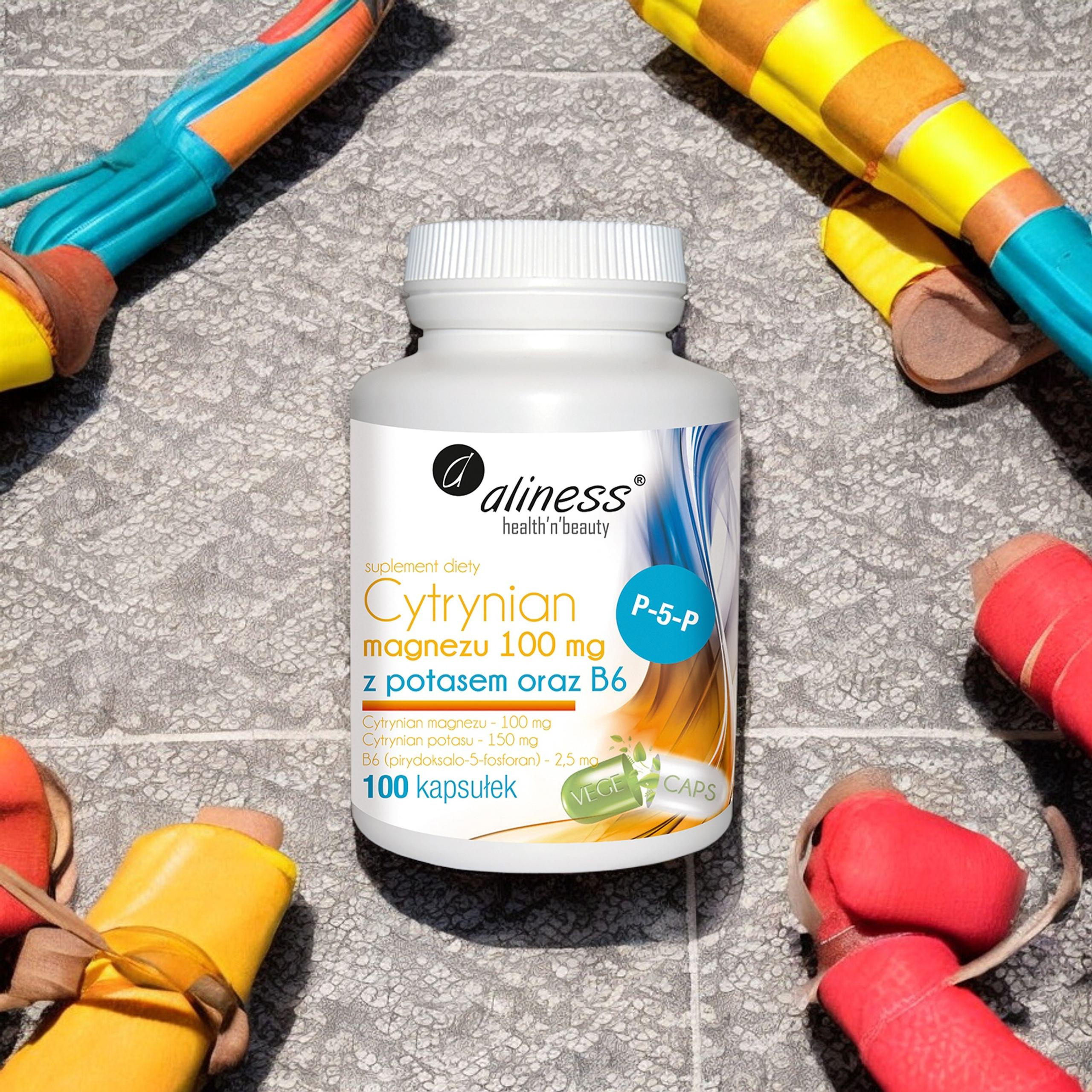 ALINESS Cytrynian Magnezu 100mg z Potasem i B6 - 100 caps