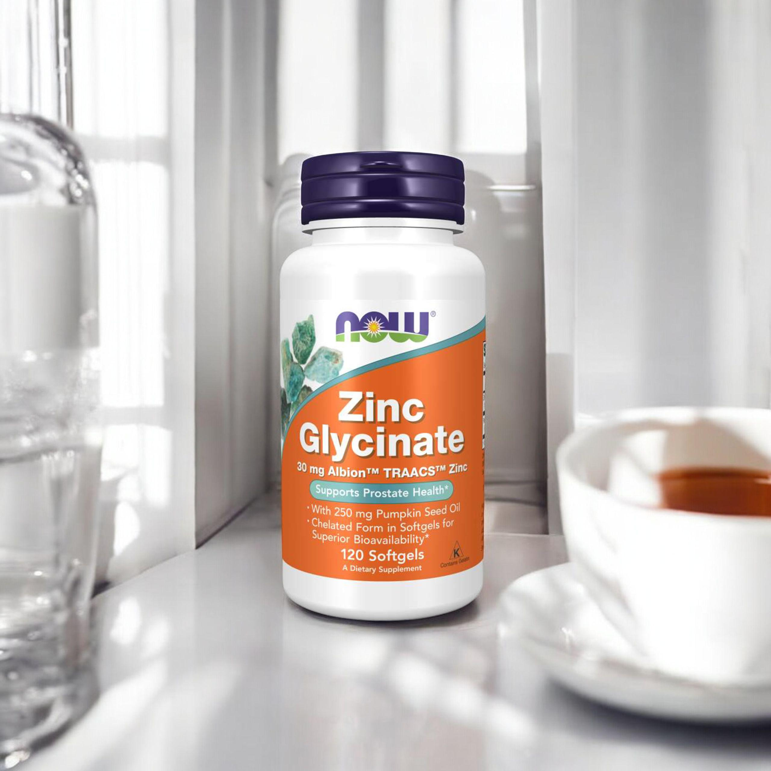 NOW Zinc Glycinate 30mg - 120softgels - Glicynian Zinku