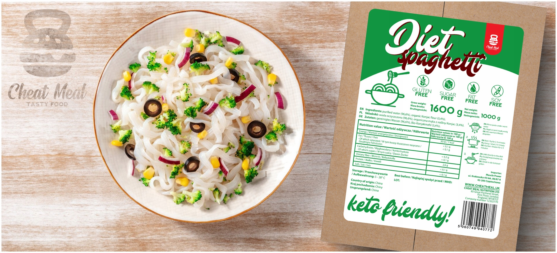 Cheat Meal Nutrition Diet Noodles + Spaghetti 1600g + 1600g (2000g netto) - Těstoviny Konjac