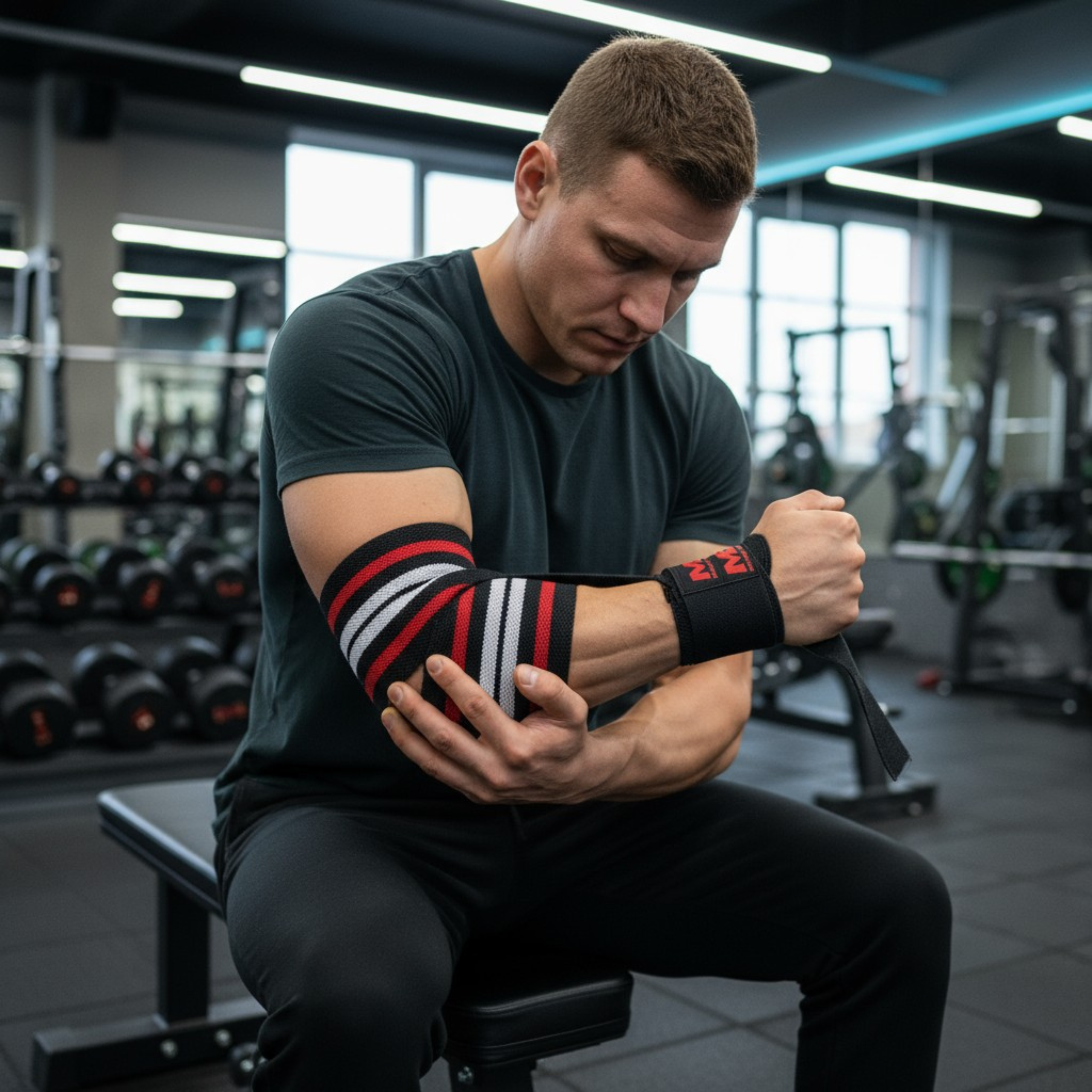 MEX SPORT - Elbow Wraps - Černá/Červená/Bílá