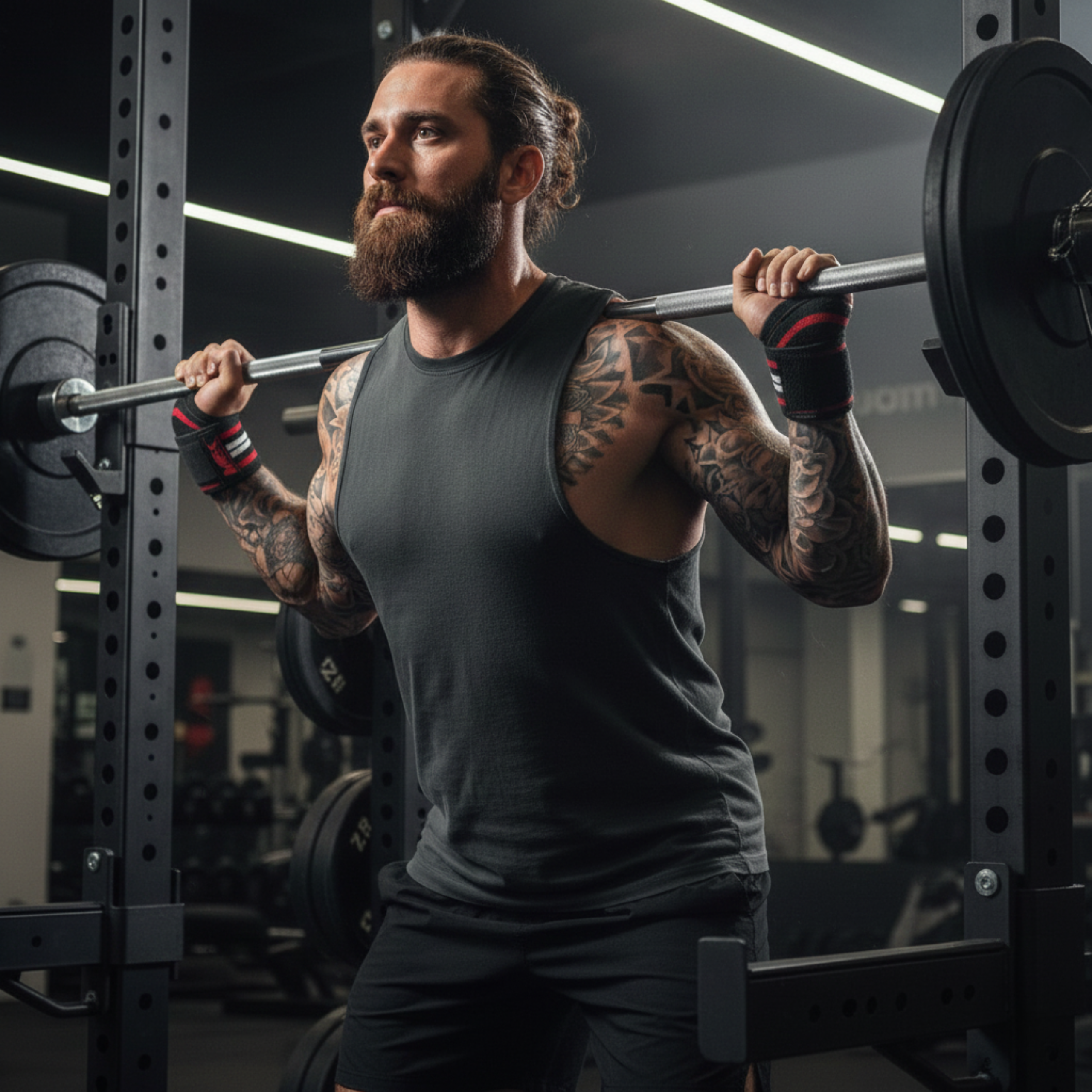 MEX NUTRITION - Zápěstní Bandáže - Černá/Červená/Bílá - 46 cm