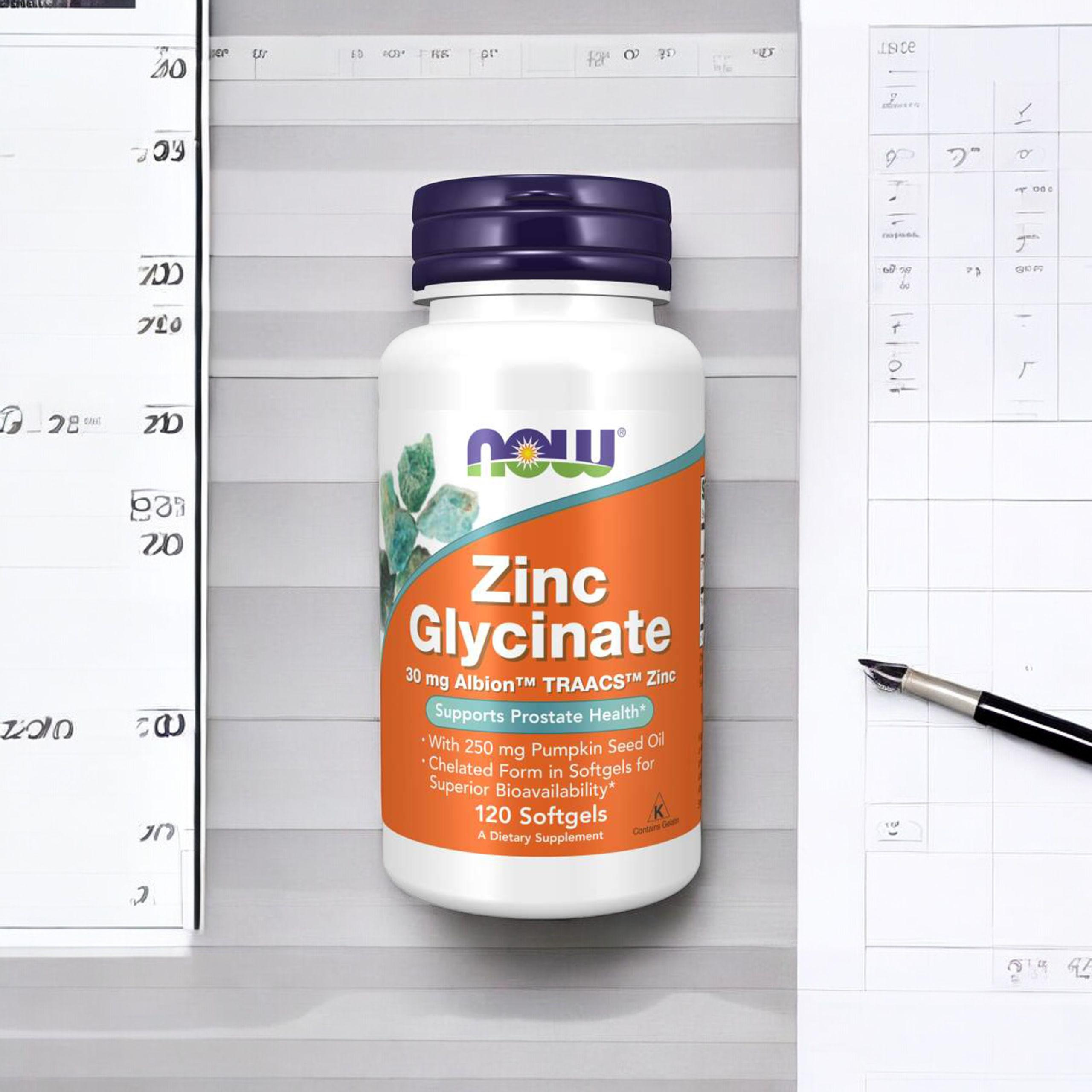 NOW Zinc Glycinate 30mg - 120softgels - Glicynian Zinku