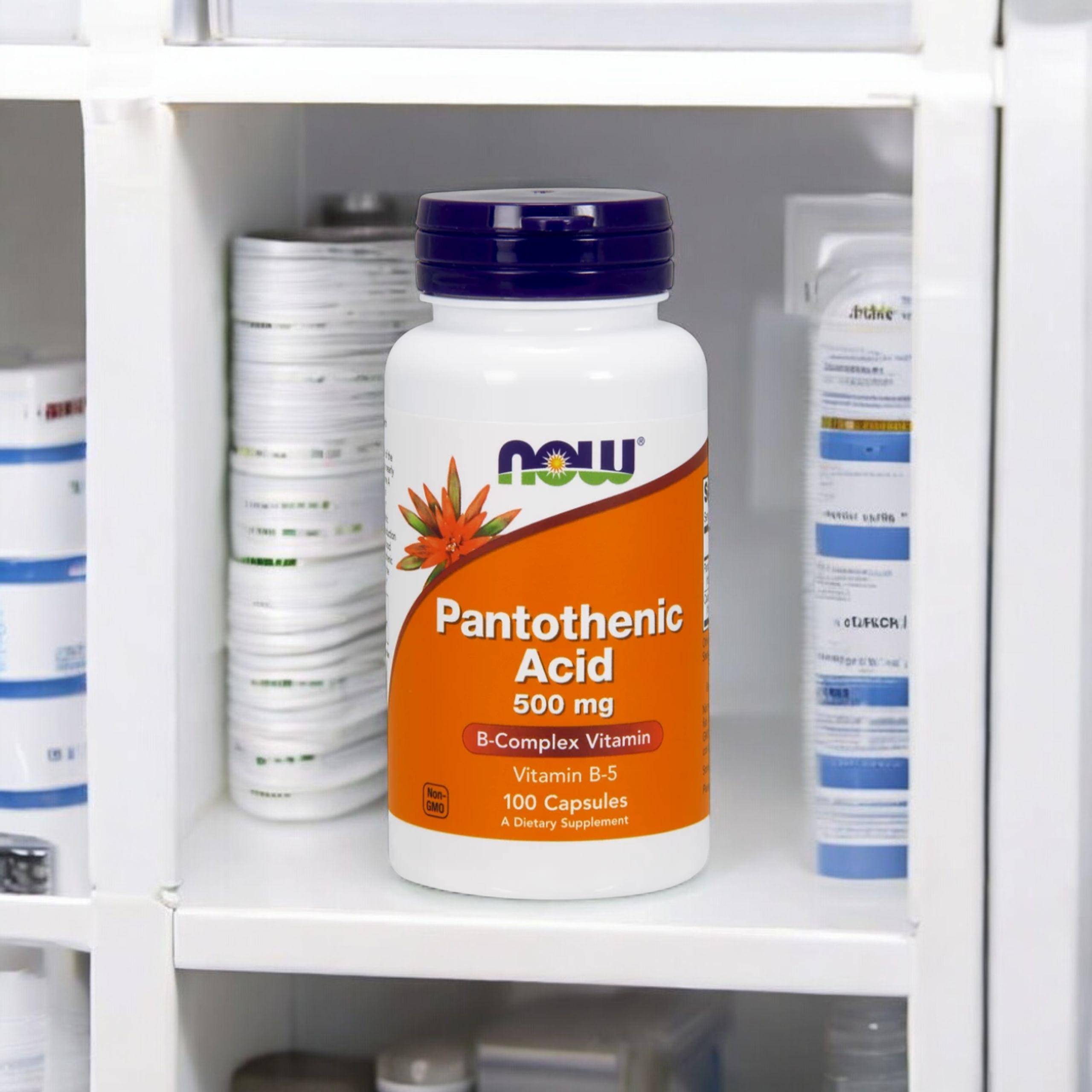 NOW Pantothenic Acid 500mg - 100vcaps. - Kyselina pantotenová