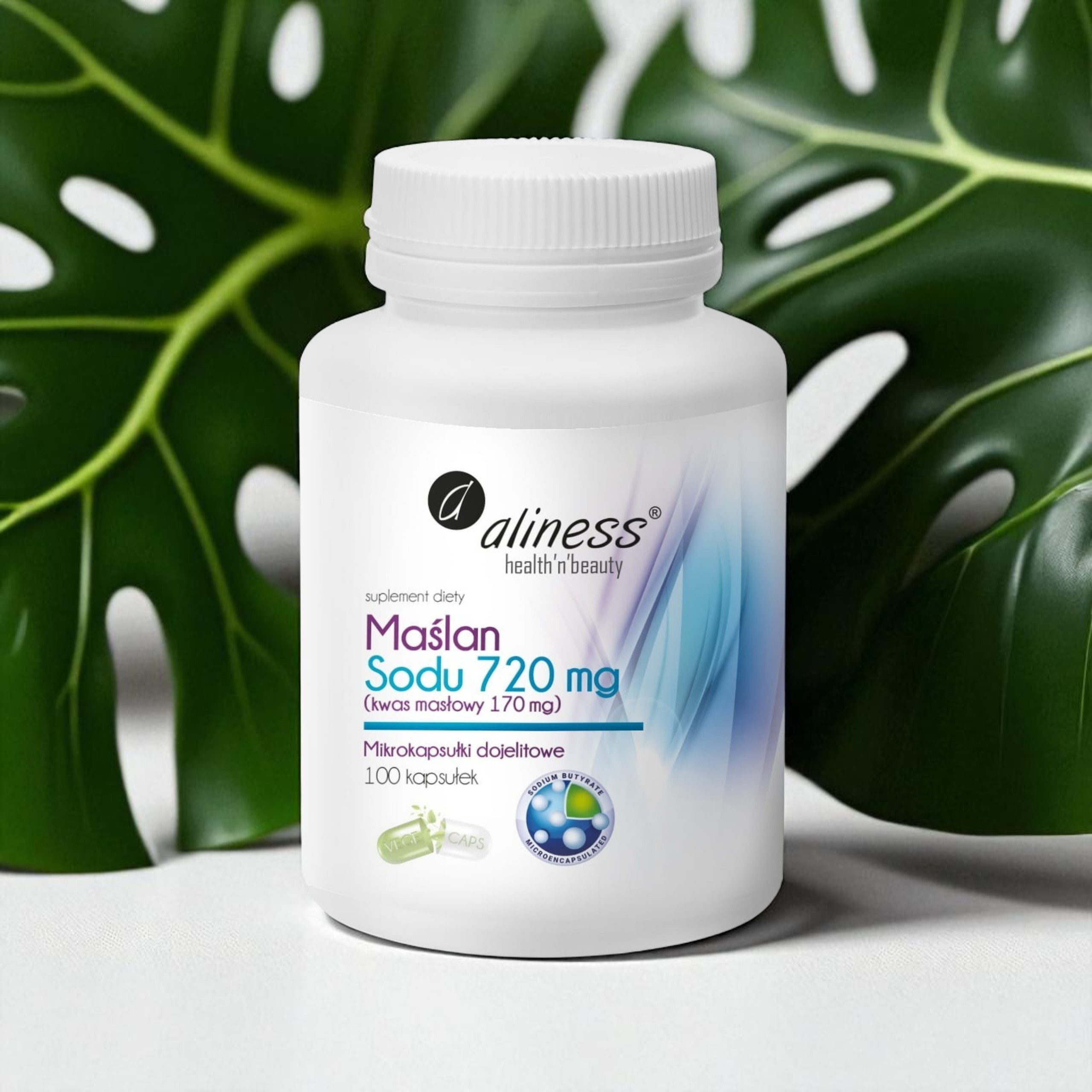 Maslan sodný 720 mg Kyselina máselná 170 mg – 100 kapslí