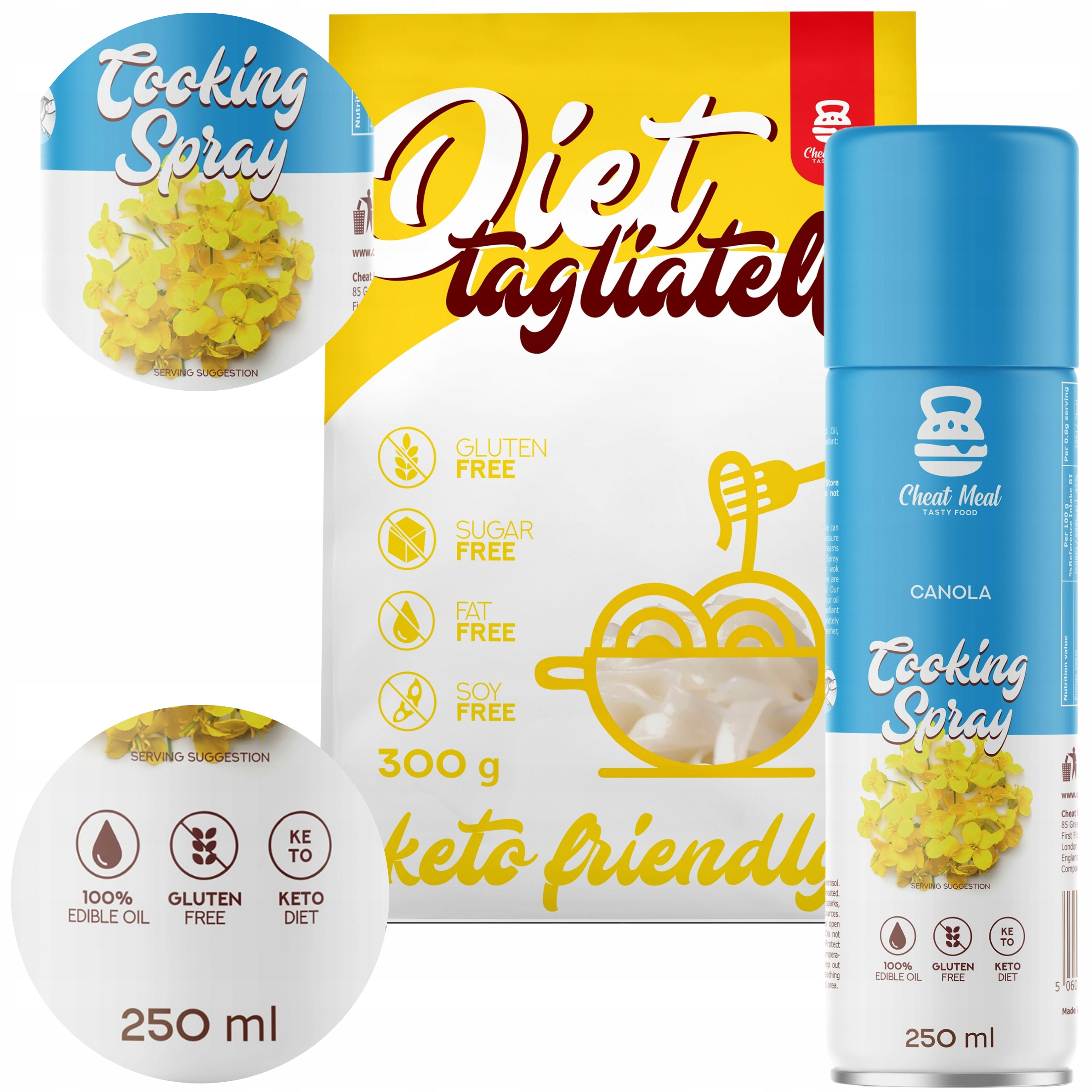 Makaron Konjac Tagliatelle 400g + OLEJ RZEPAKOWY w sprayu Cheat ZESTAW