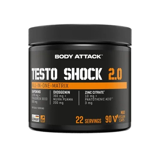 BODY ATTACK Testo Shock 2.0 – 90 maxi vegan caps - VÝPRODEJ - 31-03
