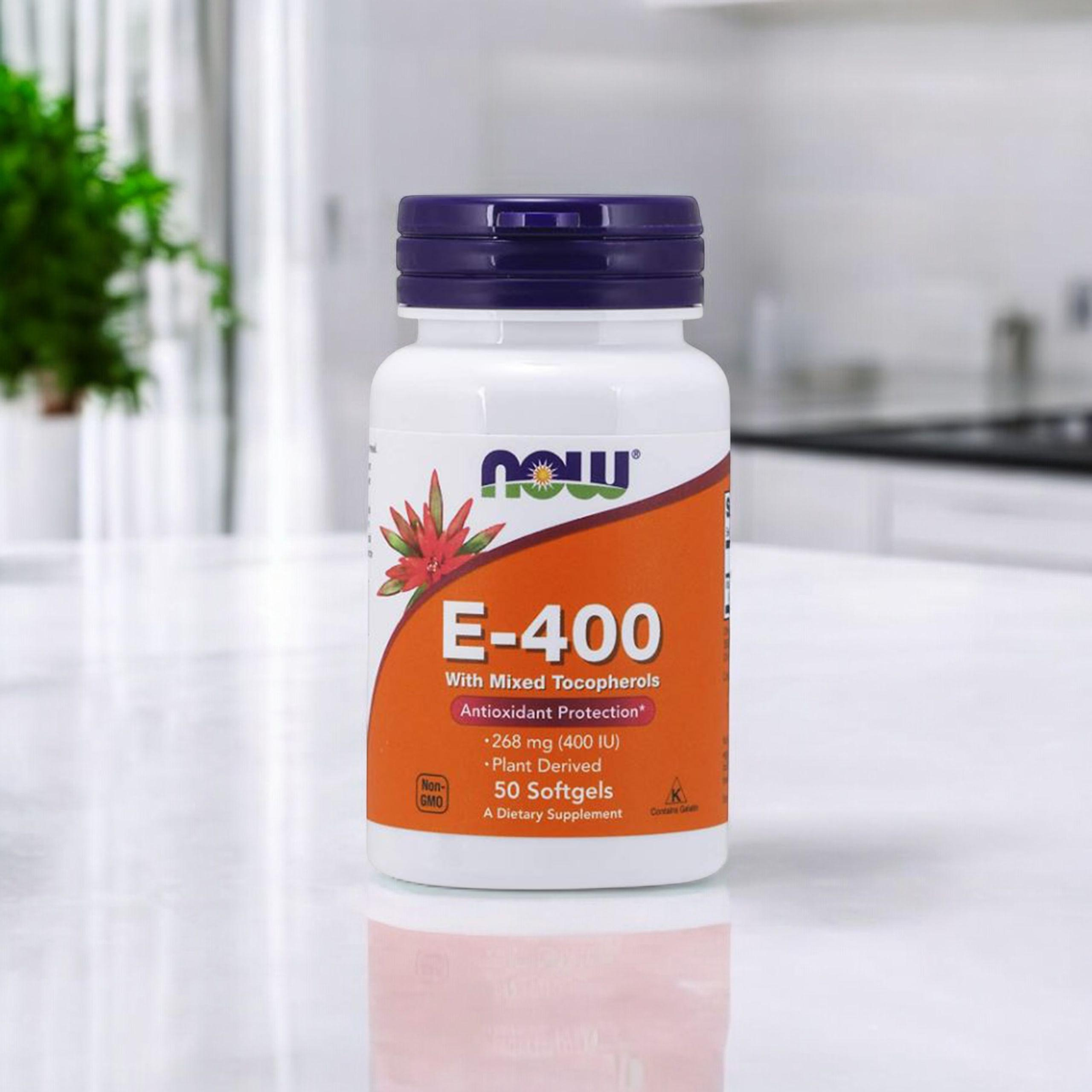 NOW Vitamin E-400 With Mixed Tocopherols - 50softgels - Vitamin E s Míchanými Tokoferoly