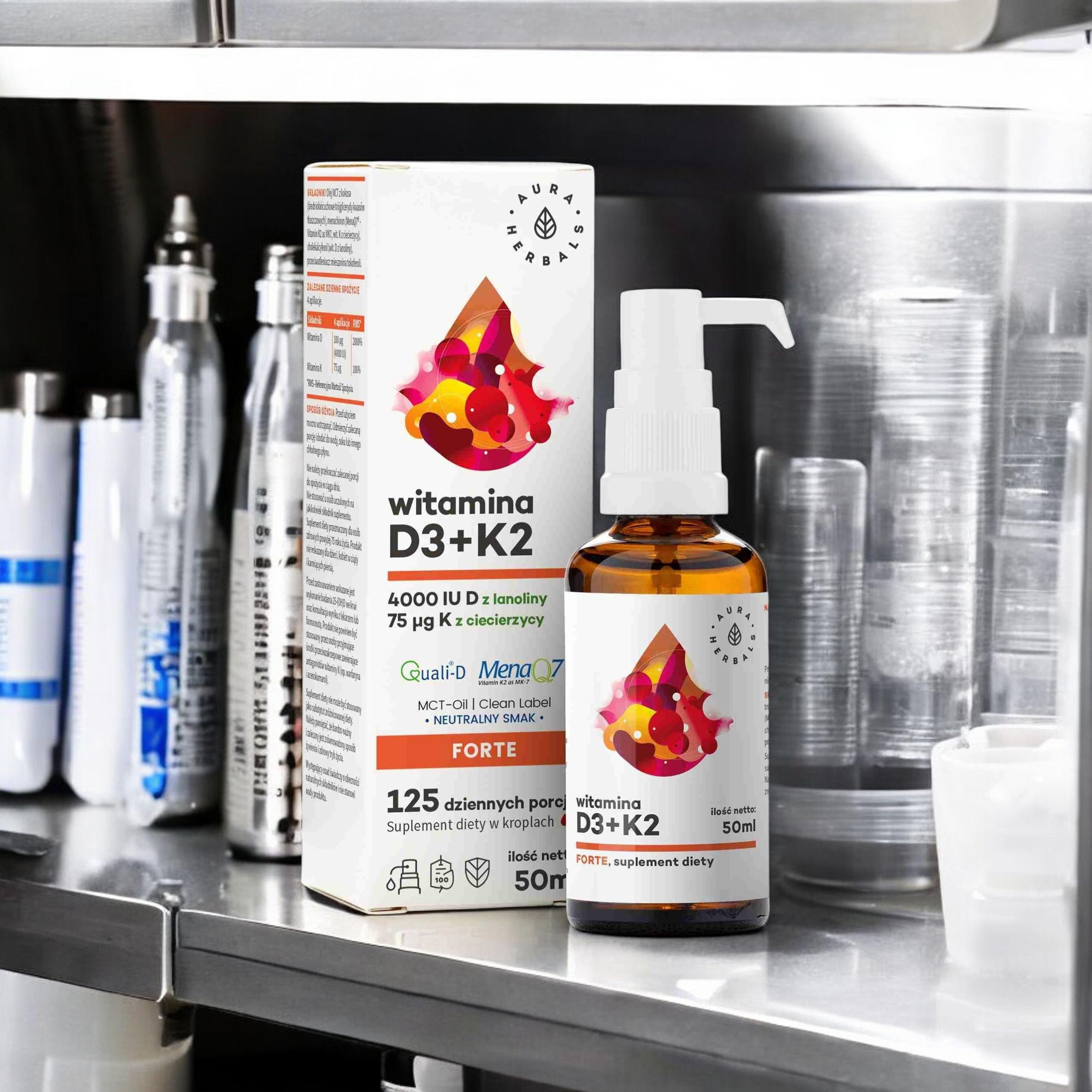 AURA HERBALS - Vitamin D3 4000 IU + K2 MCT - 50ml