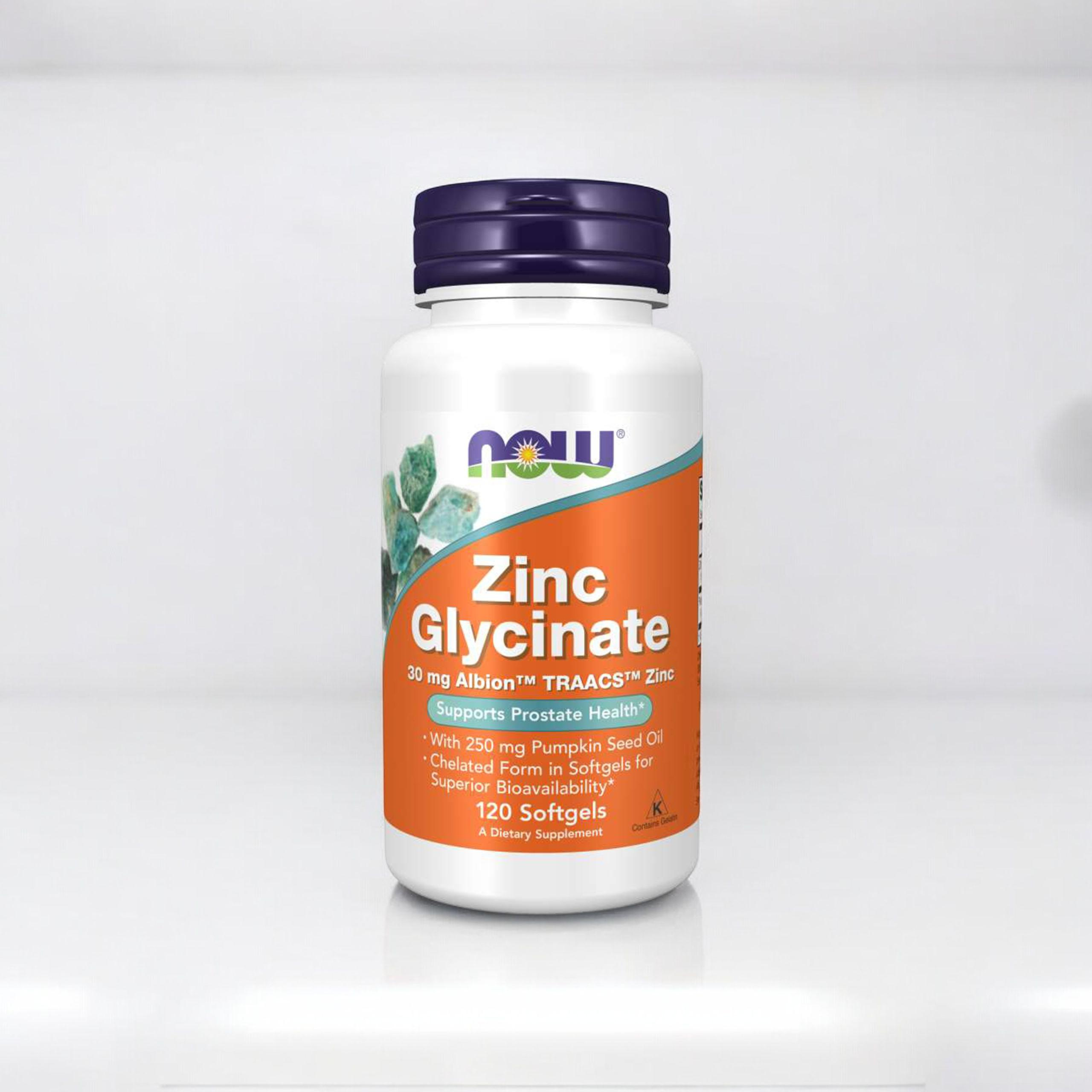 NOW Zinc Glycinate 30mg - 120softgels - Glicynian Zinku