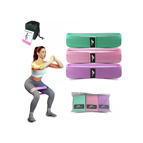 MP SPORT Sada tří odporových gum na cvičení - Hips bands - (LVL1-LVL3)