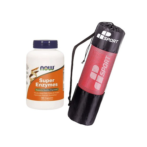 Zestaw NOW Super Enzymes - 180caps + MP SPORT - Tréninková podložka ZDARMA