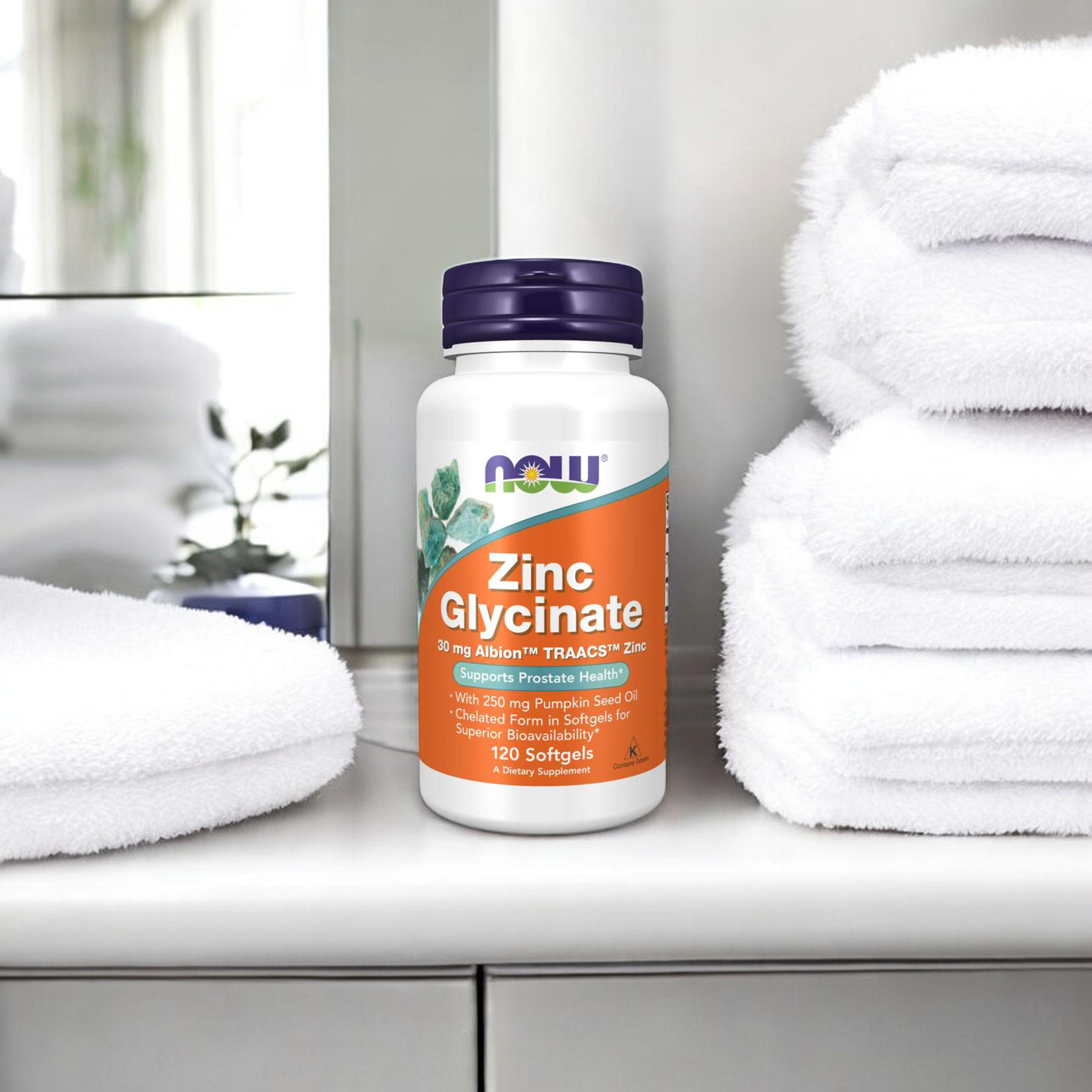 NOW Zinc Glycinate 30mg - 120softgels - Glicynian Zinku