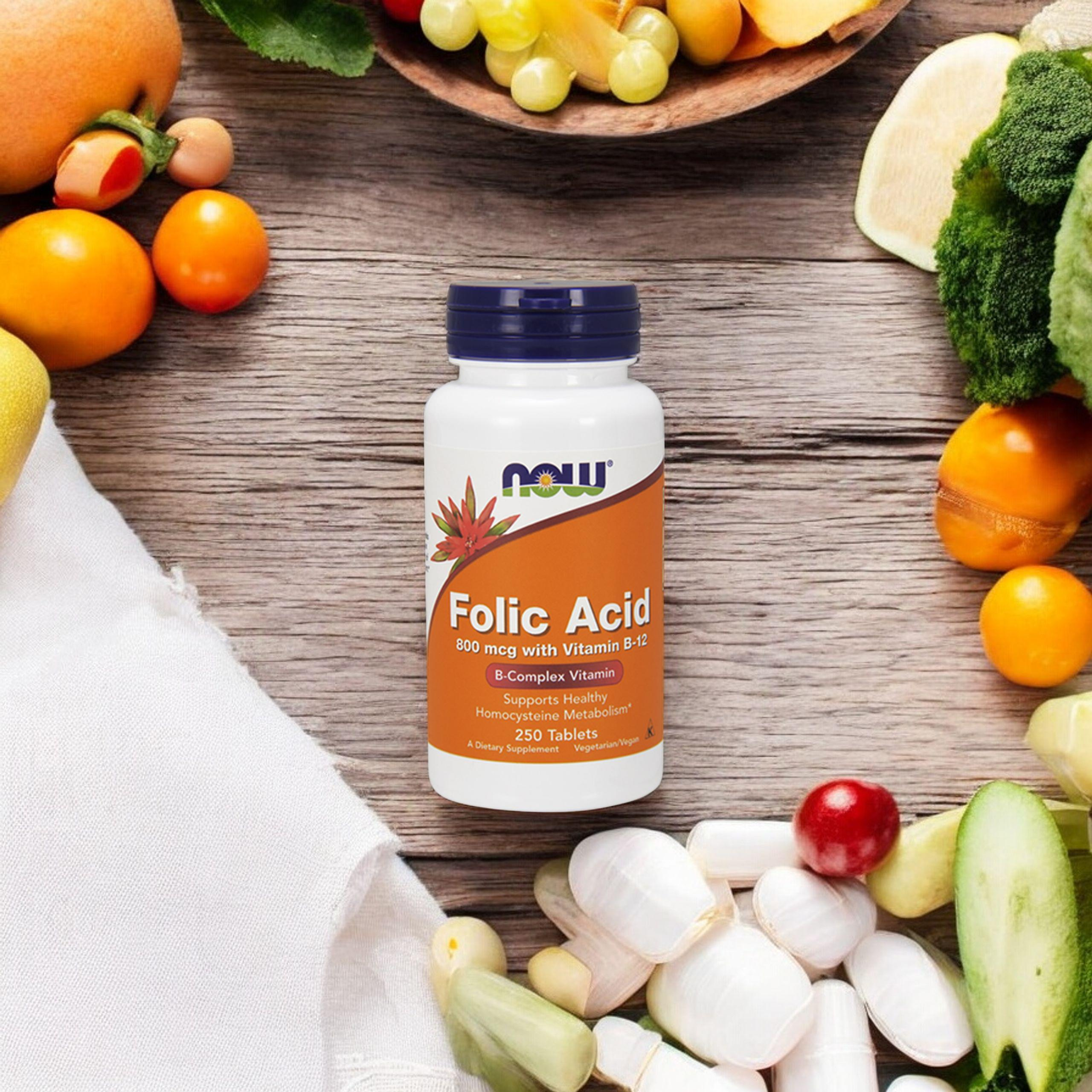 NOW Folic Acid 800mcg - 250tabs.