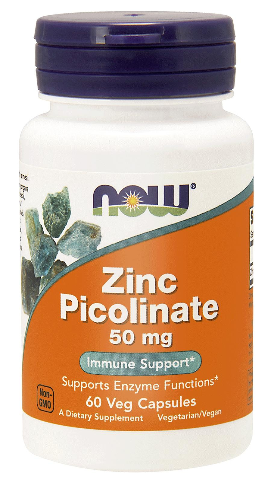 NOW - Zinek Pikolinát 50mg - 30 rostlinných kapslí.