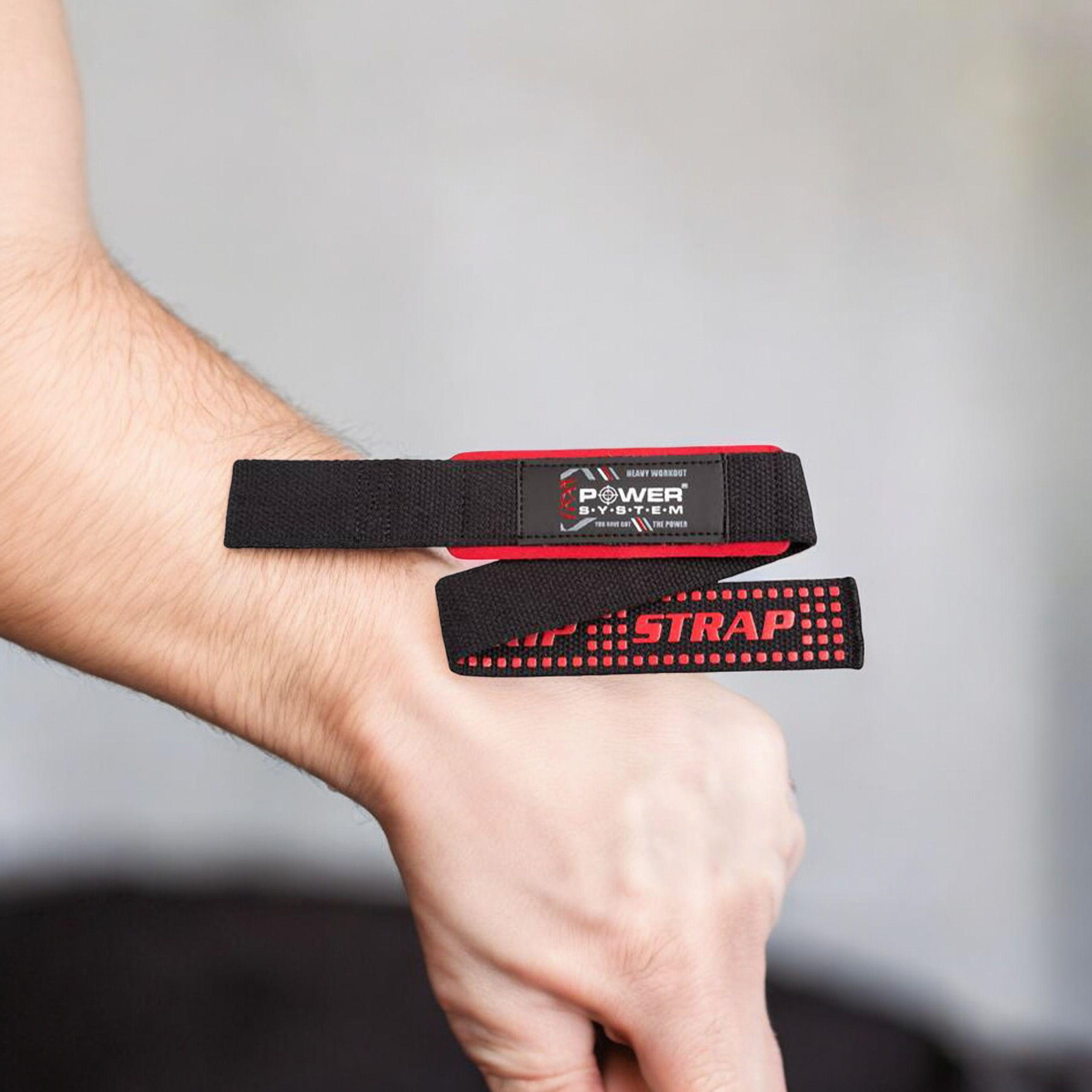 POWER SYSTEM XTR Grip Straps Black/Red - Tréninkové Pásky