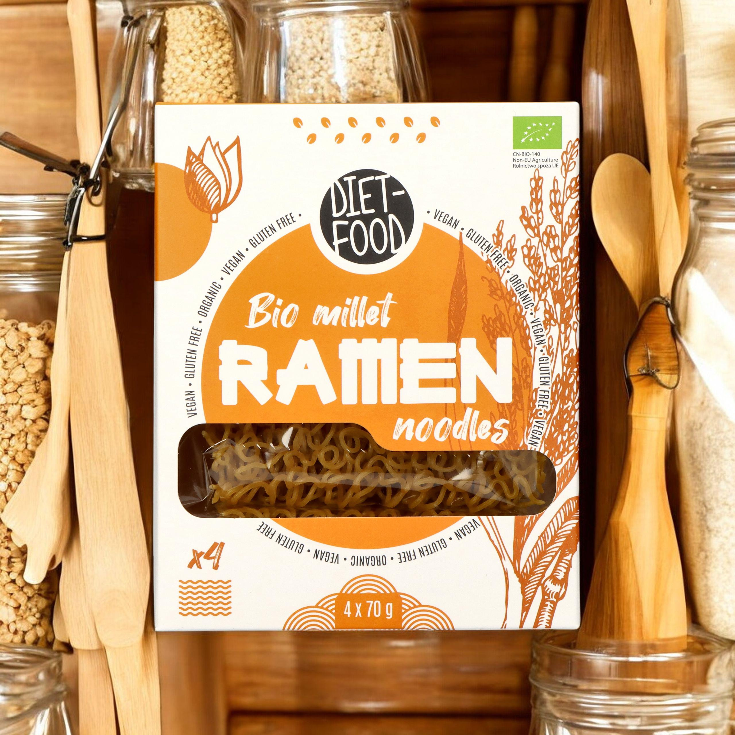 DIET FOOD Bio Millet Makaron Ramen Noodles - 4x70g
